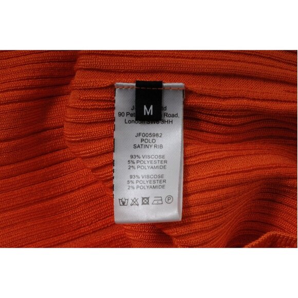 Joseph Womens Polo Skirt Pleated Set Satiny Rib Medium Orange Viscose Stretch - Picture 16 of 16